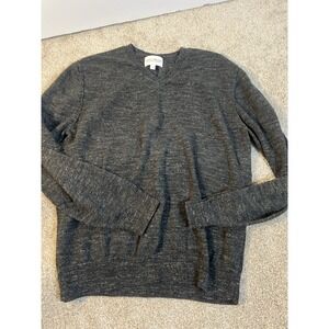 Lucky Brand Sweater Womens Large Charcoal Grey V Neck Pullover Lightweight Knit